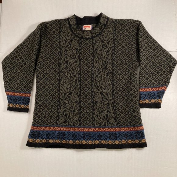 Sweaters - Norwear  vintage 100% Wool  Nordic  sweater tunic M women floral